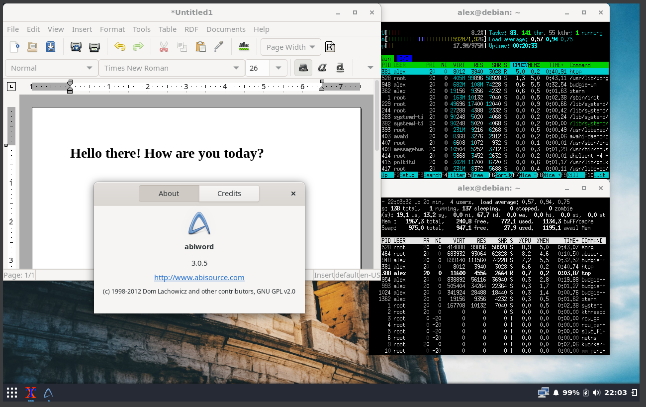 Running 'Budgie desktop'
